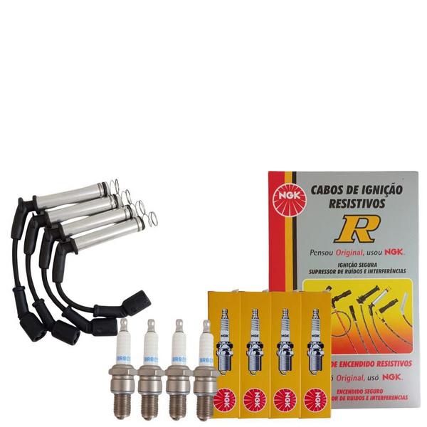 Imagem de Kit Cabos e Velas Gm Prisma Onix 1.0 8v Flex 2013 a 2019 NGK