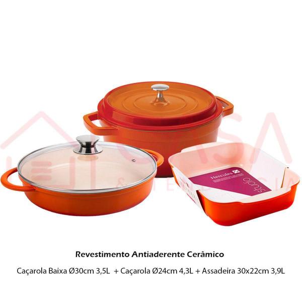 Kit Caçarolas Assadeira Hercules Antiaderente Ceramico Imagem de Kit Caçarolas Assadeira Hercules Antiaderente Ceramico
