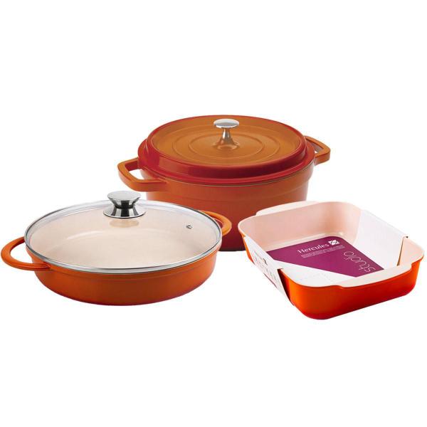 Kit Caçarolas Assadeira Hercules Antiaderente Ceramico Imagem de Kit Caçarolas Assadeira Hercules Antiaderente Ceramico