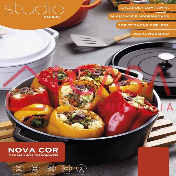 Kit Caçarolas Com Assadeira Hercules Antiaderente Ceramico Preta Pequena PA9000 Imagem de Kit Caçarolas Com Assadeira Hercules Antiaderente Ceramico Preta Pequena PA9000