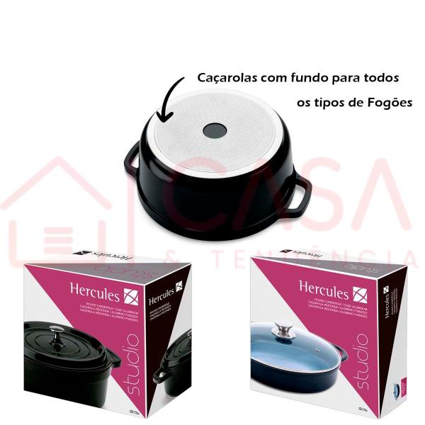 Imagem de Kit Caçarolas Com Assadeira Hercules Antiaderente Ceramico Preta Pequena PA9000