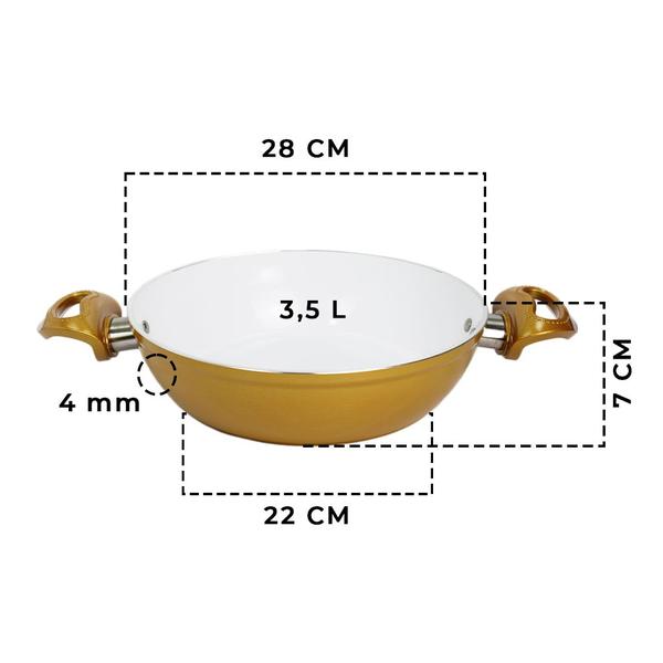 Imagem de Kit Caçarolas Wok Grande 28cm Ceramica Amarela - 2 Unidades