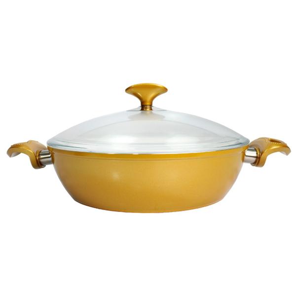 Imagem de Kit Caçarolas Wok Grande 28cm Ceramica Amarela - 2 Unidades