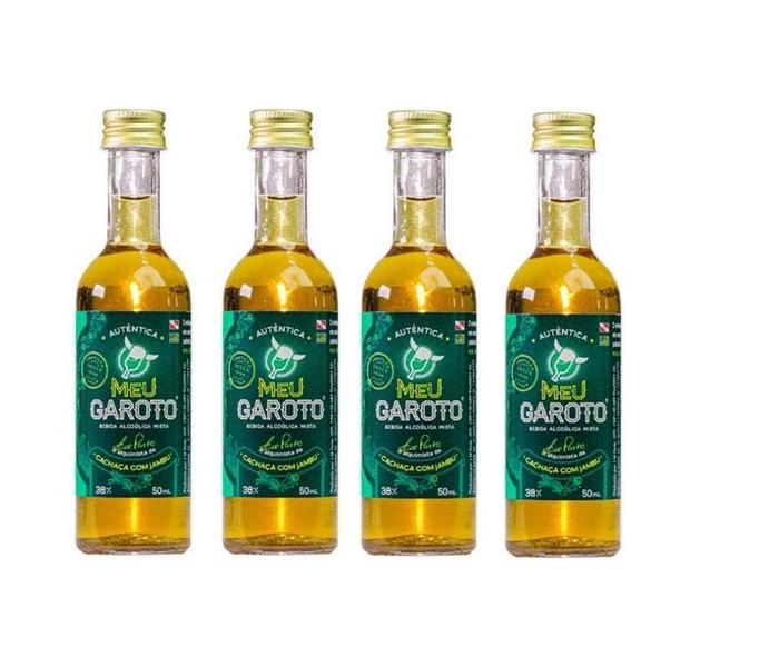 Imagem de Kit Cachaça De Jambu Meu Garoto Miniatura 50ml 4 unidades