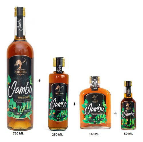 Imagem de Kit Cachaça Indiazinha Jambu 750 Ml + 250 Ml + 160ml + 50 Ml