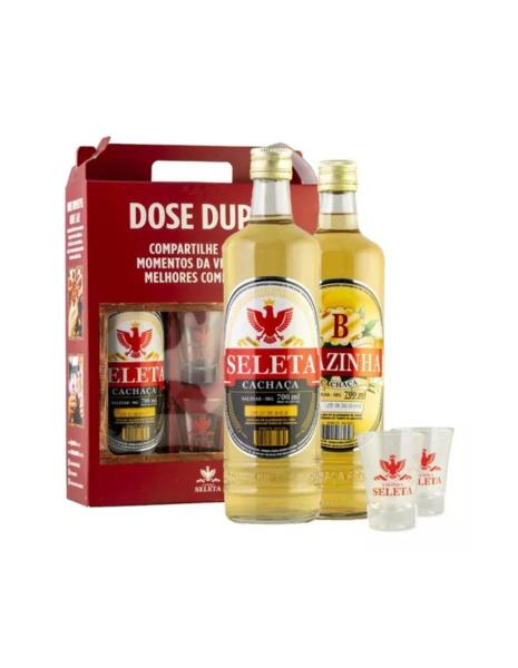 Imagem de Kit Cachaças Seleta e Boazinha 700ml com 2 copos de dose