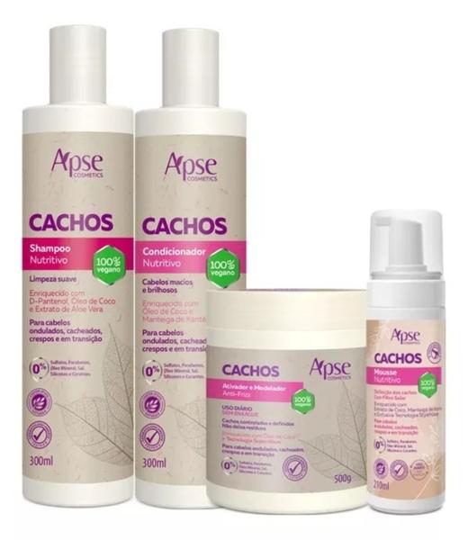 Imagem de Kit Cachos Sos Shampoo Condicionador Ativador Mousse Apice