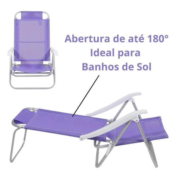 Imagem de Kit Cadeira de Praia Sunny Dobravel + Esteira com Alca Lilas  Bel 