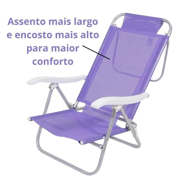 Imagem de Kit Cadeira de Praia Sunny Dobravel + Esteira com Alca Lilas  Bel 