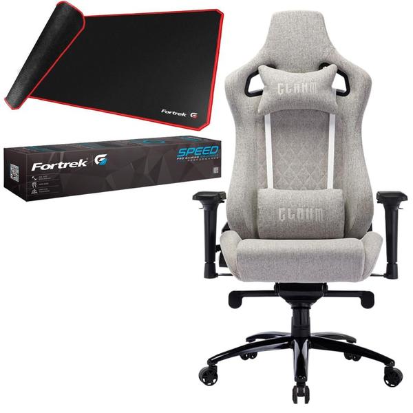 Imagem de Kit Cadeira Gamer Ergonômica Encosto Ajustável Até 180 Graus C/  Almofada Lombar e Pescoço + Mousepad Speed Alta Precisão