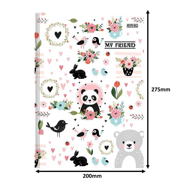 Imagem de Kit Caderno Brochura Capa Dura Grande Panda Ursinhos 2un 80 fls Rosa Pastel e Preto Escolar Ensino Fundamental Infantil