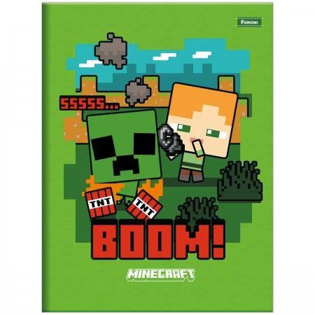 Imagem de Kit Caderno Brochurão 80fls + Desenho Espiral Minecraft - Foroni