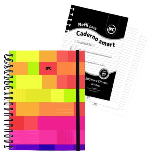 Imagem de Kit Caderno Capa Dura Colors e Refil Extra Com Folhas Pautadas Brancas Mais Divisórias