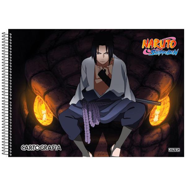 Imagem de Kit Caderno de Desenho Naruto Shippuden 60 folhas Capa Dura São Domingos + Lápis de Cor Faber 12 Cores Escolar Infantil