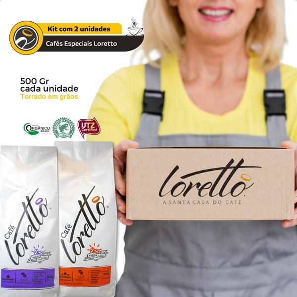 Kit Café em Grãos Arábica Gourmet Premium Loretto 1 Kg - Loretto Cafés Especiais Imagem de Kit Café em Grãos Arábica Gourmet Premium Loretto 1 Kg