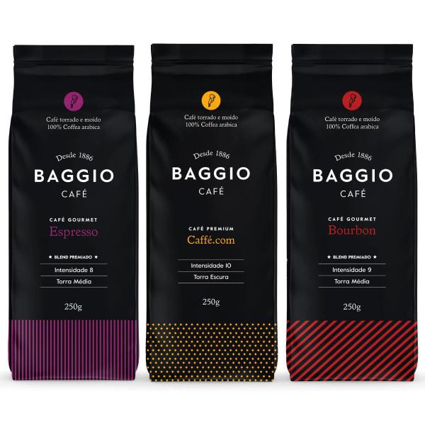 Imagem de Kit Café Gourmet Torrado Baggio Bourbon+Premium+Espresso