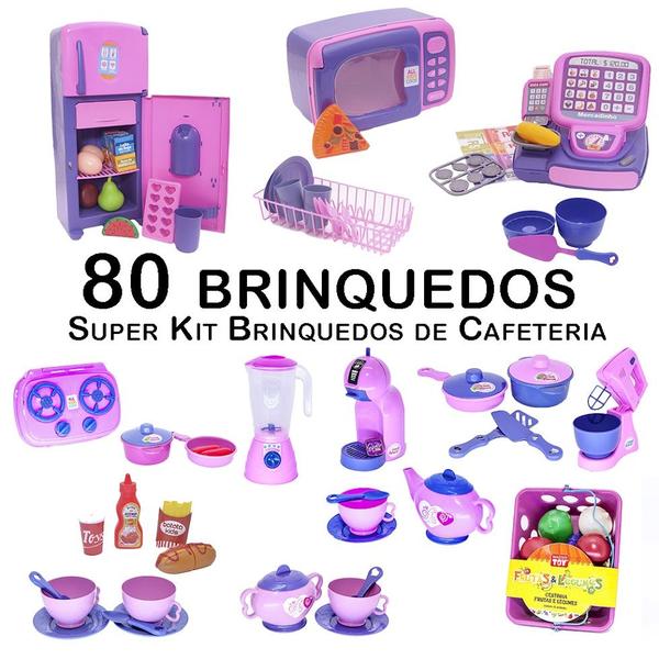 Imagem de Kit Café Infantil Registradora Geladeira Jogo de Panela  80p