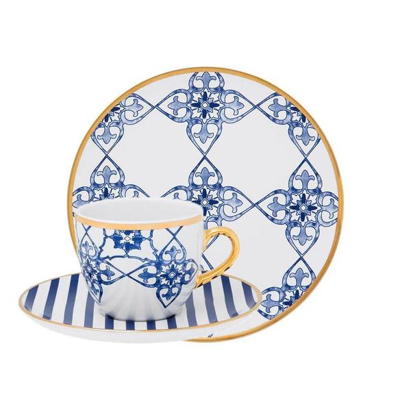 Imagem de Kit Café Jogo Lanche Coup Lusitana Oxford Porcelana 20 Peças