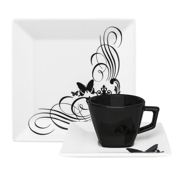 Kit Café Jogo Lanche Quartier Tattoo Oxford Porcelana 8 Peças Imagem de Kit Café Jogo Lanche Quartier Tattoo Oxford Porcelana 8 Peças