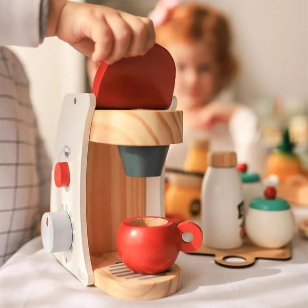 Imagem de Kit Cafeteira Brinquedo Infantil de Madeira