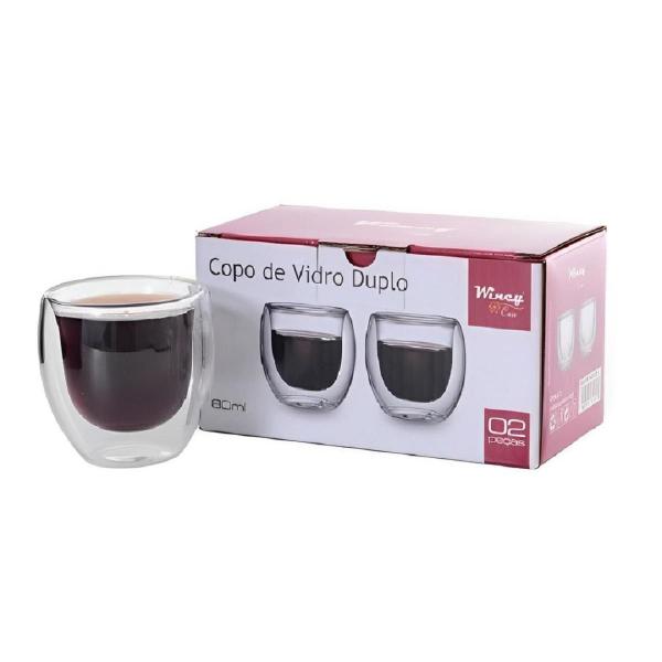 Imagem de Kit Cafeteira Italiana Moka 450Ml + 2 Copos Vidro Duplo 80Ml