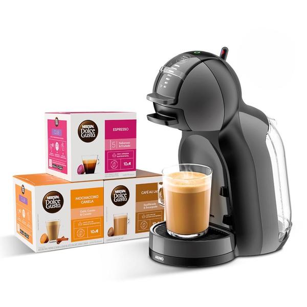 Kit cafeteira nescafé dolce gusto mini me preta 110v + 30 cápsulas - NESCAFE DOLCE GUSTO Kit cafeteira nescafé dolce gusto mini me preta 110v + 30 cápsulas - NESCAFE DOLCE GUSTO