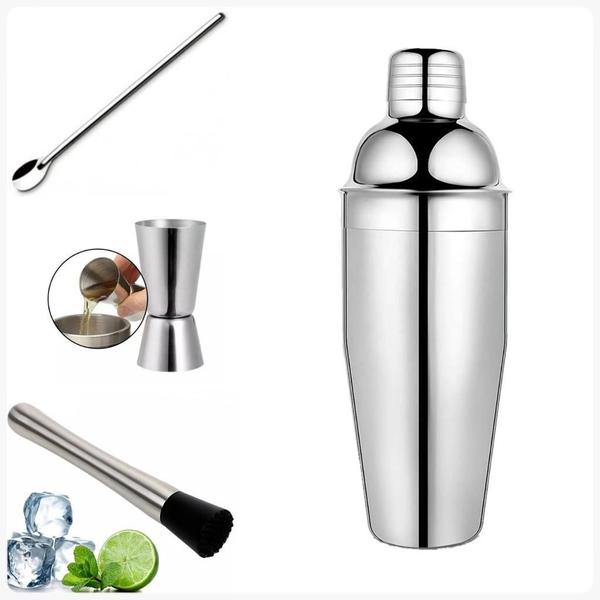 Imagem de Kit Caipirinha Coqueteleira 500Ml Socador Colher Dosador