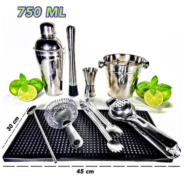 Kit Caipirinha Coqueteleira 750 Ml E Acessórios Inox - Jcpresentes Imagem de Kit Caipirinha Coqueteleira 750 Ml E Acessórios Inox