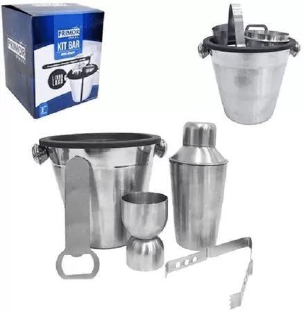 Imagem de Kit caipirinha profissional coqueteleira 350ml 5 peças inox