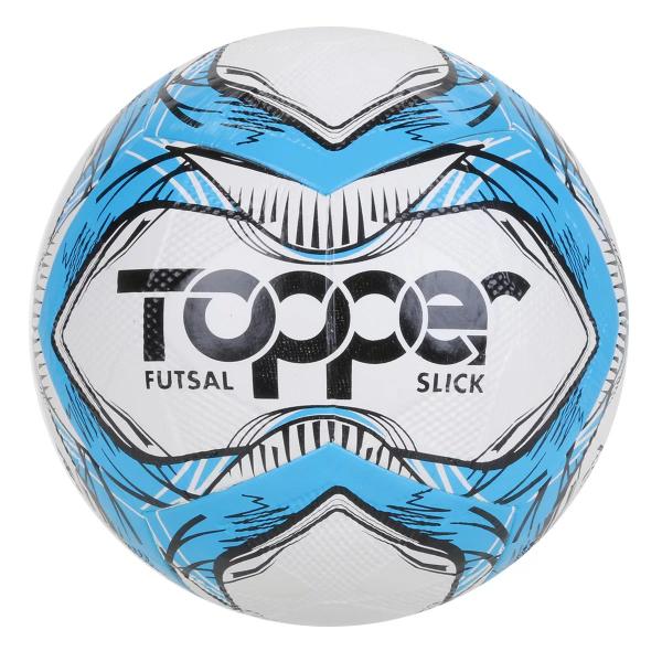 Imagem de Kit Caixa 6 Bolas Futsal Topper Slick Az + Bomba