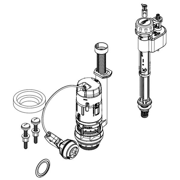 Imagem de Kit Caixa Acoplada Completa Reparo Saída Dual Flush Censi