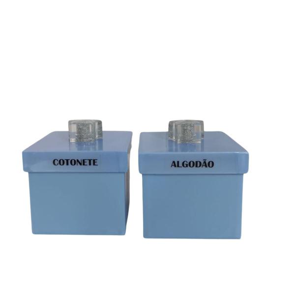 kit caixa algodão e cotonete menino - Clarear Abajur Imagem de kit caixa algodão e cotonete menino