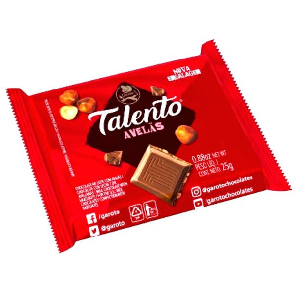 Imagem de Kit Caixa De Chocolate Talento Avelã 25g GAROTO - 6cx c/ 15un cada
