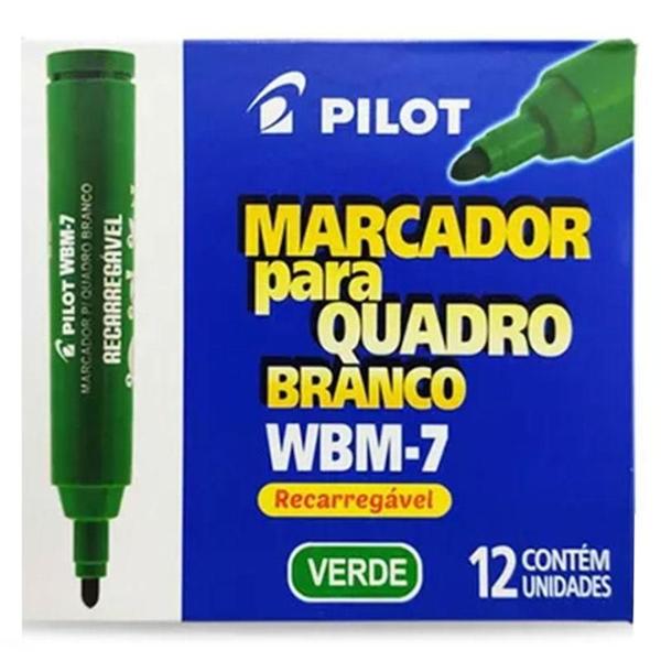 Imagem de Kit Caixa de Pincel Marcador para Quadro Branco Recarregável WBM-7 24 Unidades Verde e Azul - Pilot