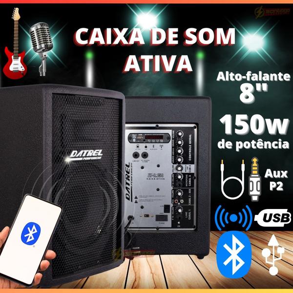 Imagem de Kit Caixa de som AT 8-150w +Mesa de som amplificada 8 canais