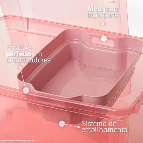 Imagem de Kit Caixa Organizadora 27l Preto + Cesta Organizadora 3,4l Multiuso Design Prático Versátil