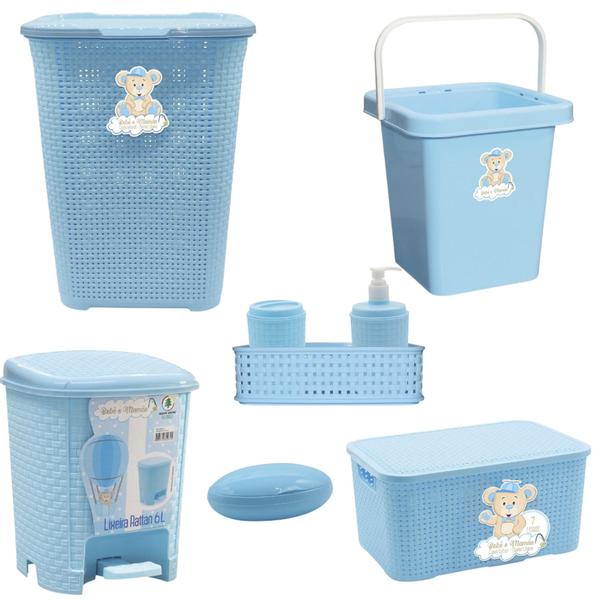 Kit Caixa Organizadora Cesto de roupas Rattan bebê Balde Lixeira Saboneteira - MeninoouMenina - let Baby bolsas de maternidade Imagem de Kit Caixa Organizadora Cesto de roupas Rattan bebê Balde Lixeira Saboneteira - MeninoouMenina