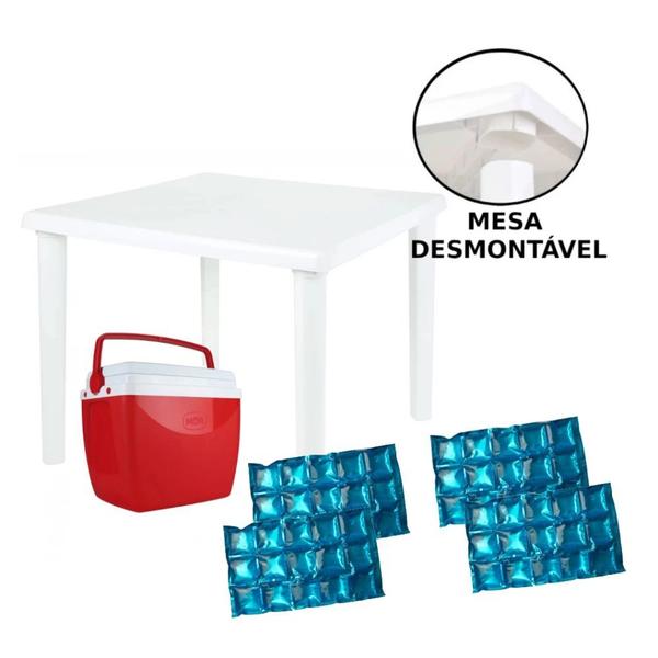 Imagem de Kit Caixa Termica 18 Lts com 4 Blocos de Gelo Reutilizavel + Mesa Desmontavel