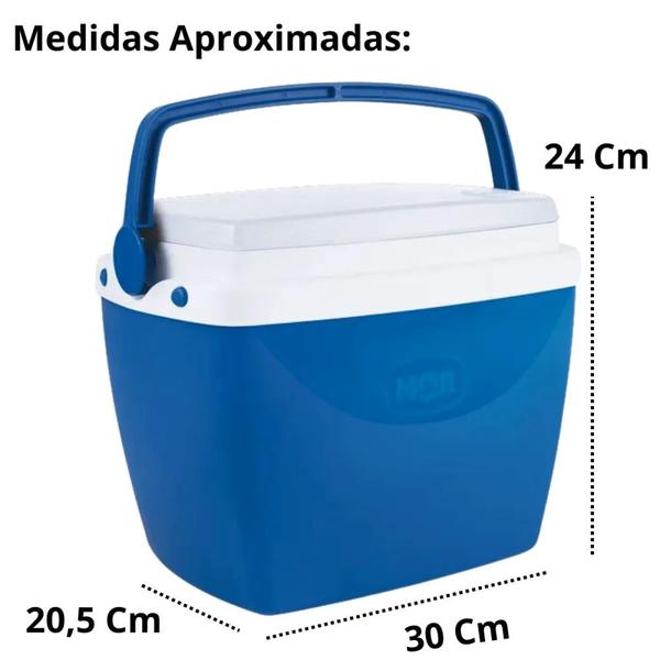 Imagem de Kit Caixa Termica 6 Litros + Guarda Sol 2,40 M Articulado Azul + Esteira de Praia 1,80 M