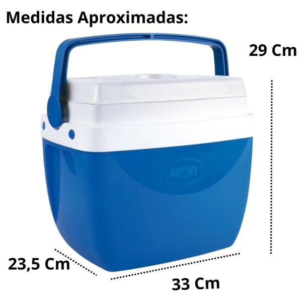 Kit Caixa Termica Azul Pequena 12 L Mor + 2 Blocos de Gelo Reutilizaveis 12 Cm X 7 Cm para Lanches e Bebidas Imagem de Kit Caixa Termica Azul Pequena 12 L Mor + 2 Blocos de Gelo Reutilizaveis 12 Cm X 7 Cm para Lanches e Bebidas