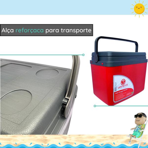 Imagem de Kit Caixa térmica Cooler 7,5L + 15L + 30L Alça Tampa bandeja FloripaUnitermi Cerveja Praia Churrasco