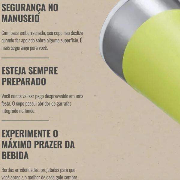 Imagem de Kit Caixa Térmica Pop 34L Invicta E 2 Copos Térmicos Com Tampa E Abridor 600ml Verde Limão Coleman