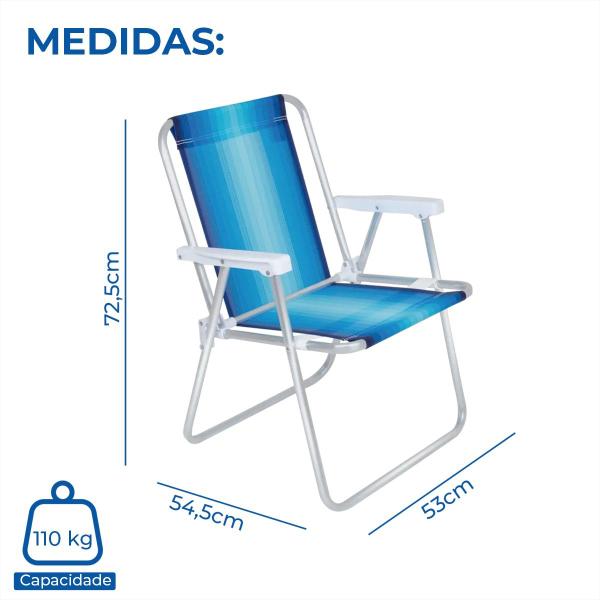 Imagem de Kit Caixa Térmica Vernelha/Azul Cooler 12 L com Alça + Cadeira de Praia Alta - Mor