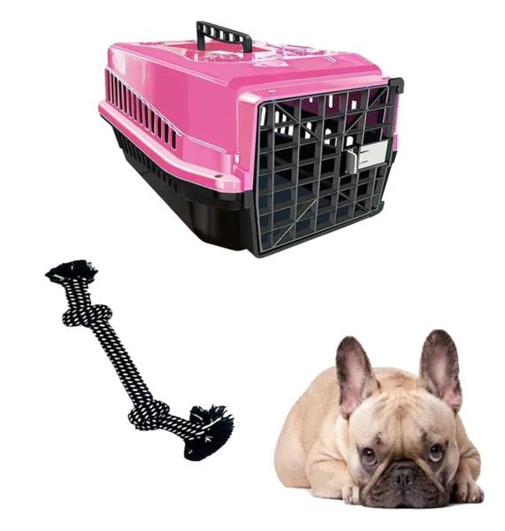 Imagem de Kit Caixa Transporte Pet N2 Rosa + Mordedor Rope Nó Chalesco