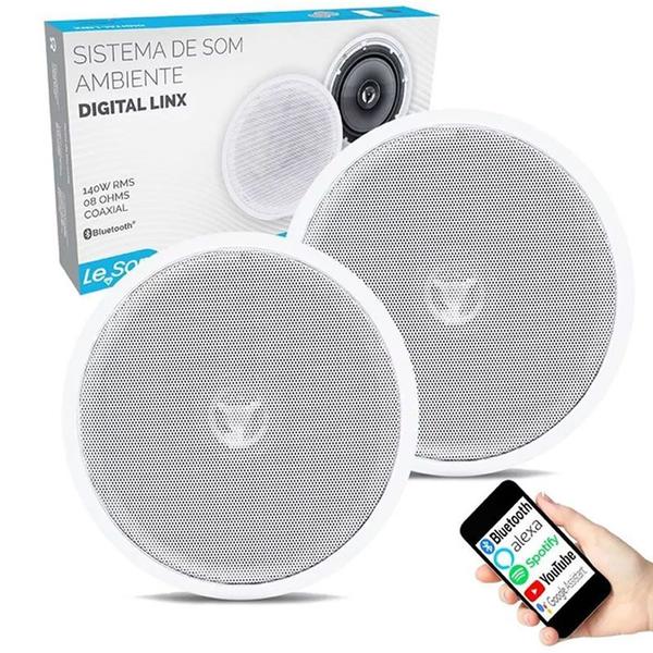 Imagem de Kit Caixas De Som Ambiente Bluetooth Branca Ativa + Passiva