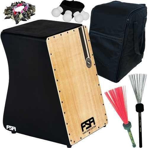 Imagem de Kit Cajon Elétrico Captação Dupla Fs2501 Fsa Completo + Capa