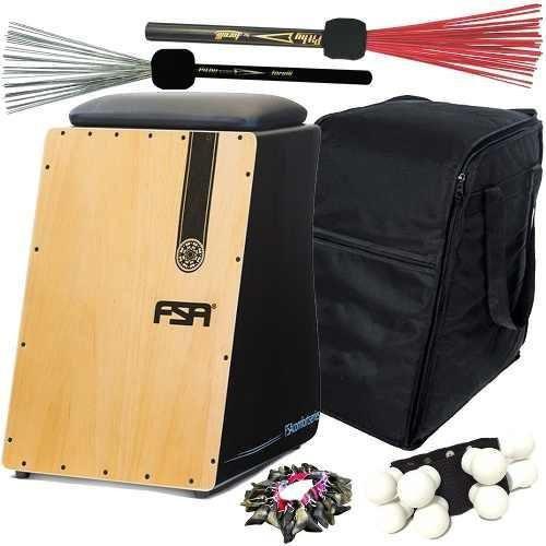 Imagem de Kit Cajon Fsa Elétrico Completo Fca4510 Com Capa Canela Unha