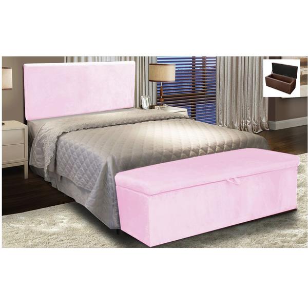 Imagem de Kit Calçadeira e Painel Clean 90 cm Suede Rosa Bebê D'Rossi