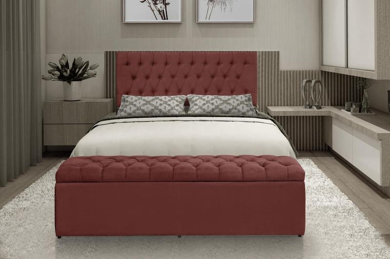 Imagem de Kit Calçadeira e Painel Imperatriz 138 cm Suede Vermelho