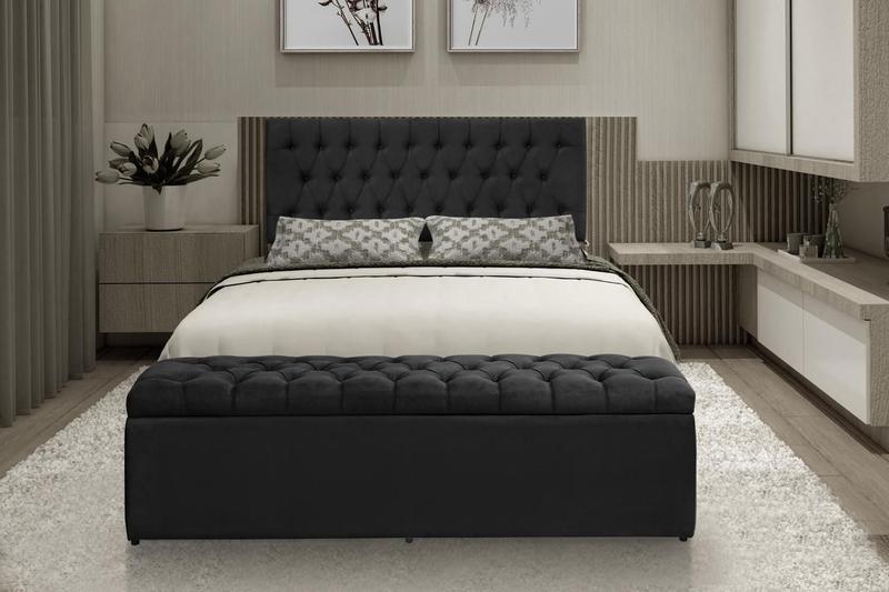 Imagem de Kit Calçadeira e Painel Imperatriz 193 cm Suede Preto